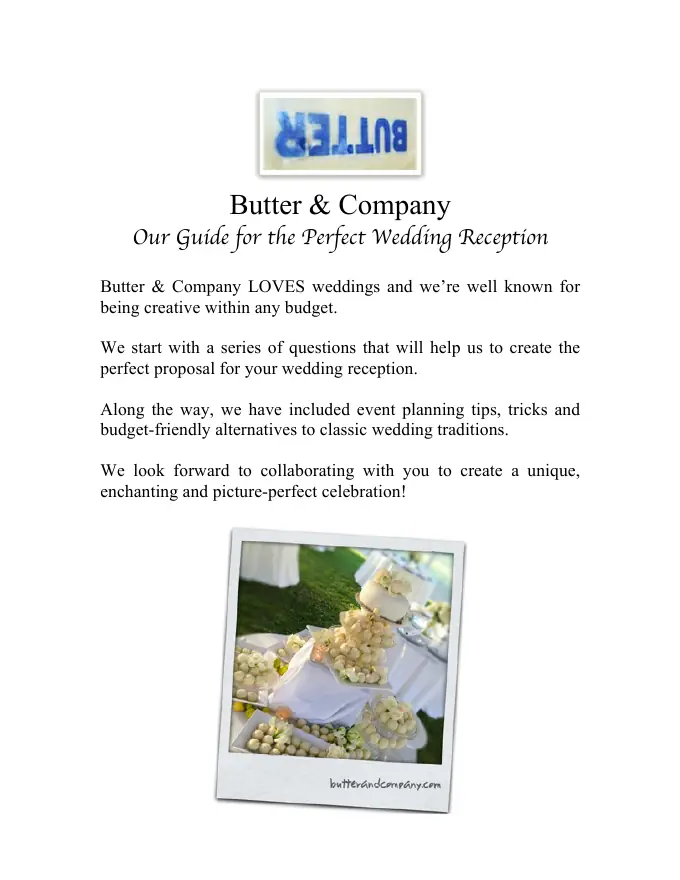 Cover of the Butter & Company Wedding Planning Guide
