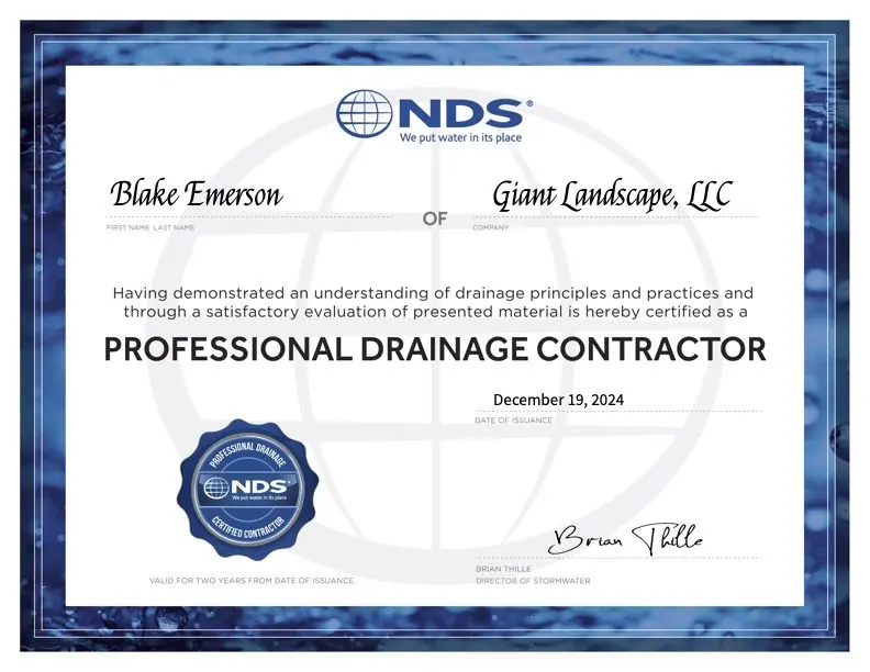 NDS Professional Drainage Contractor certificate