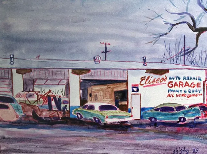 Painting of Eliseo's Auto Repair Garage