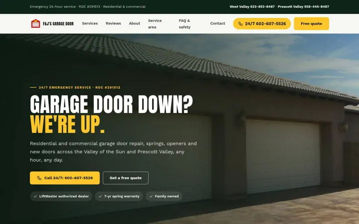 F&J's 24 Hour Garage Door Service desktop