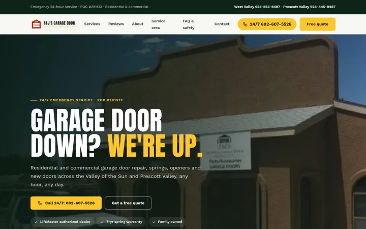 F&J's 24 Hour Garage Door Service desktop
