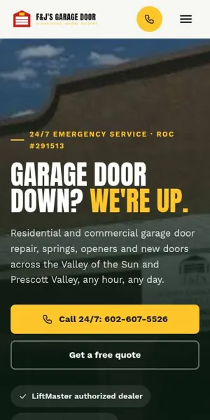 F&J's 24 Hour Garage Door Service mobile