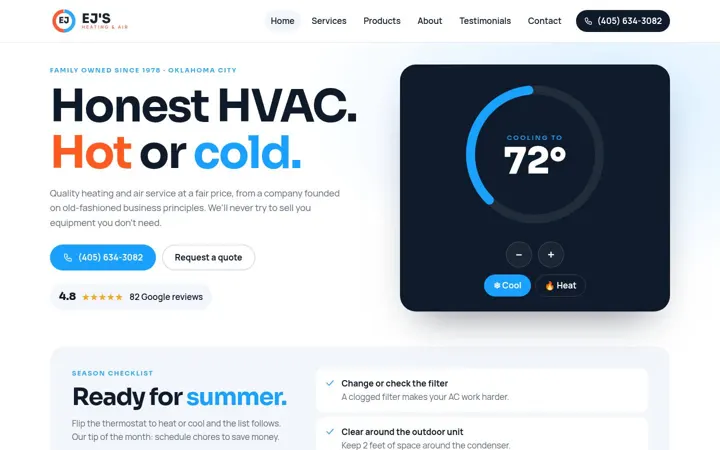 EJ's Heating & Air desktop