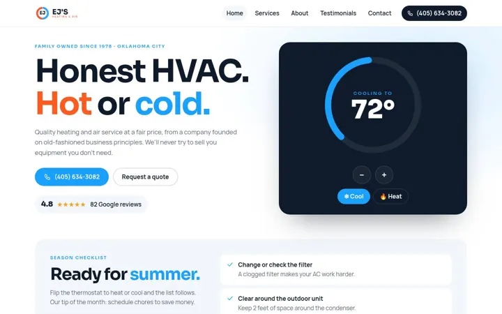 EJ's Heating & Air desktop