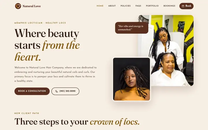 Natural Love Hair Company desktop