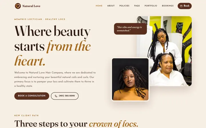 Natural Love Hair Company desktop